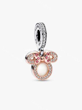 Pandora Disney Minnie Mouse Silhouette "Mom" Double Dangle Charm